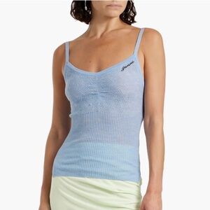 GANNI embroidered pointelle knit tank